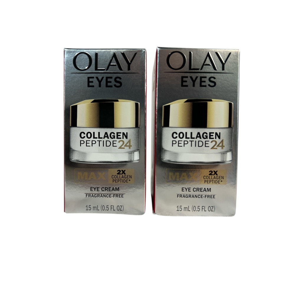 Lot of 2-Olay Eyes Collagen Peptide 24 MAX Eye Cream Fragrance-Free 0.5 fl oz
